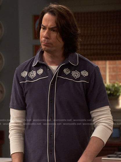 Spencer's navy shirt with floral embroidery on iCarly