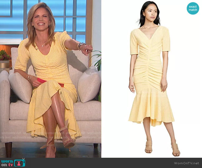 Panier Dress by Staud worn by Natalie Morales on The Talk