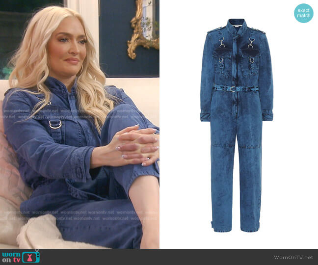Denim jumpsuit by Stella McCartney worn by Erika Jayne  on The Real Housewives of Beverly Hills