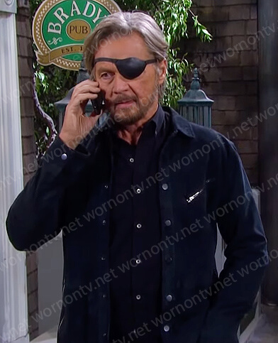 Steve's black suede button jacket on Days of our Lives