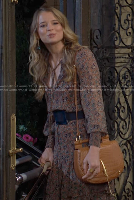 Summer's floral long sleeved dress on The Young and the Restless