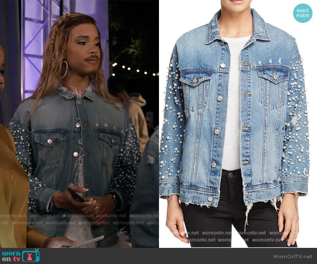 Embellished Denim Jacket by Sunset & Spring worn by Nathanial Hardin (Rhoyle Ivy King) on All American Homecoming
