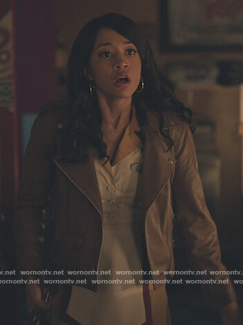 Tabitha’s brown leather moto jacket on Riverdale