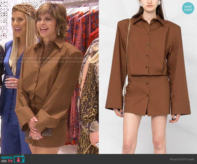 Wide-Sleeve Cotton Shirt Dress by The Attico worn by Lisa Rinna on The Real Housewives of Beverly Hills