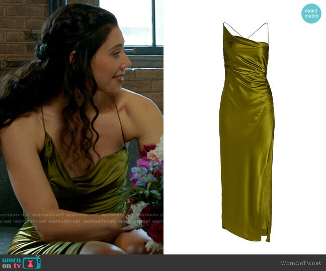 The Sei Ruched Silk Dress worn by Violet Mikami (Hanako Greensmith) on Chicago Fire