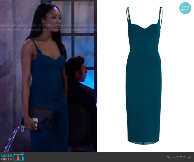 WornOnTV: Jordan’s teal midi dress on General Hospital | Tanisha Mariko ...