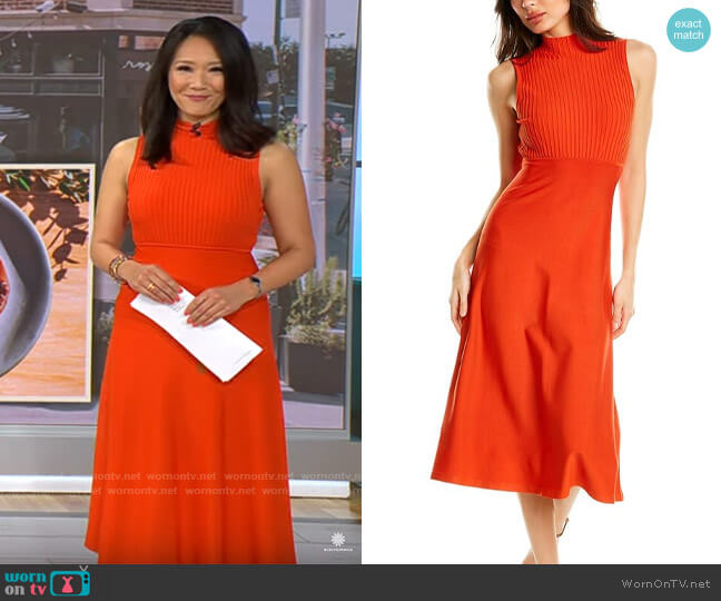 Theory Compact Rib Sweater Dress worn by Nancy Chen on CBS Mornings