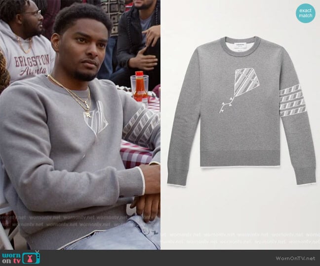 Cotton-Jacquard Sweater by Thom Browne worn by JR (Sylvester Powell) on All American Homecoming