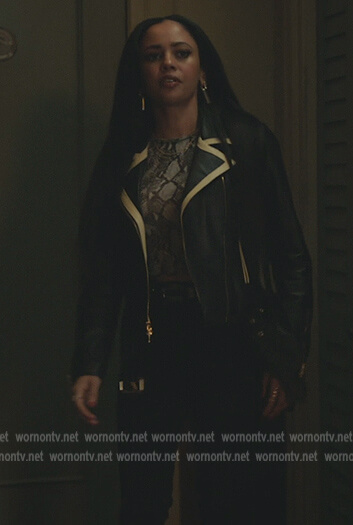 Toni's black contrast leather jacket on Riverdale