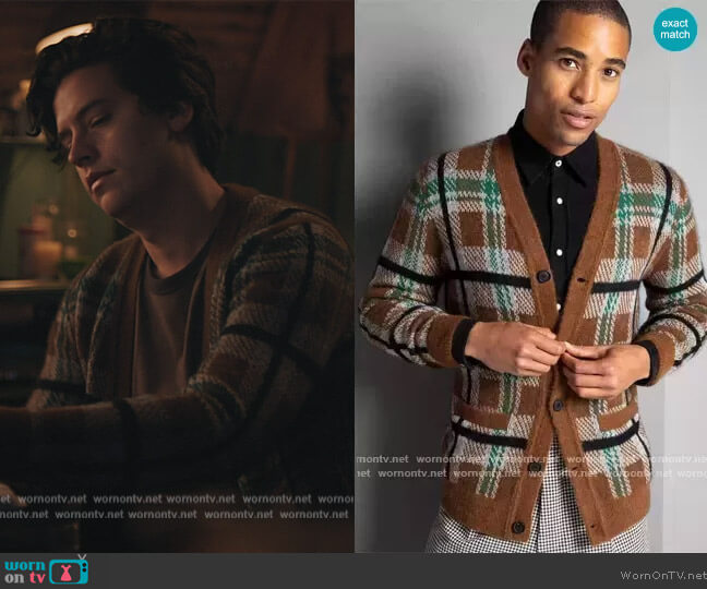 Plaid Cardigan by Todd Snyder worn by Jughead Jones (Cole Sprouse) on Riverdale