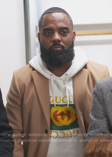 Todd Tucker's white Gucci hoodie on The Real Housewives of Atlanta