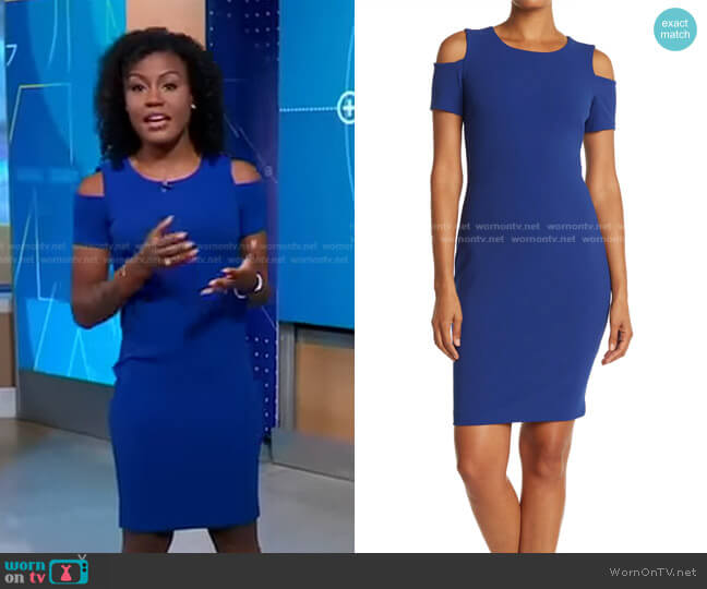 WornOnTV: Janai’s blue cold shoulder dress on Good Morning America ...