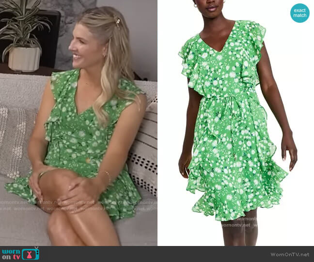 Tommy Hilfiger Floral-Print Ruffled Fit & Flare Dress worn by Amanda Kloots on CBS Mornings