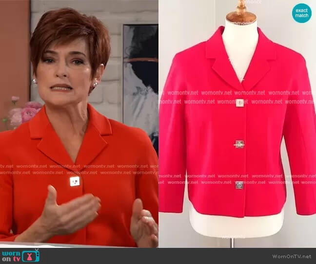 Cropped Jacket by Tommy Hilfiger worn by Carolyn Hennesy on General Hospital worn by Diane Miller (Carolyn Hennesy) on General Hospital