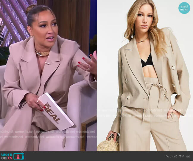 Cropped Blazer and Pants in Beige by Topshop worn by Adrienne Houghton  on The Real