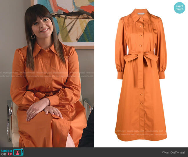 Belted Midi Shirt Dress by Tory Burch worn by Casey Wilson on Grace and Frankie