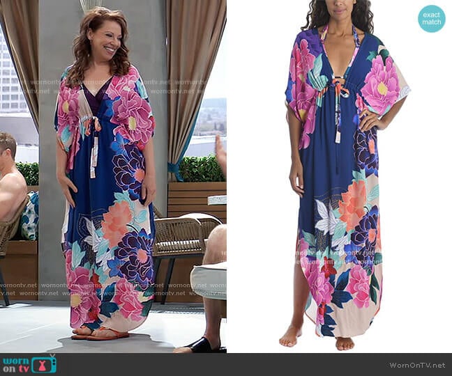 Maxi Caftan Swimsuit Coverup by Trina Turk worn by Liesl Obrecht (Kathleen Gati) on General Hospital