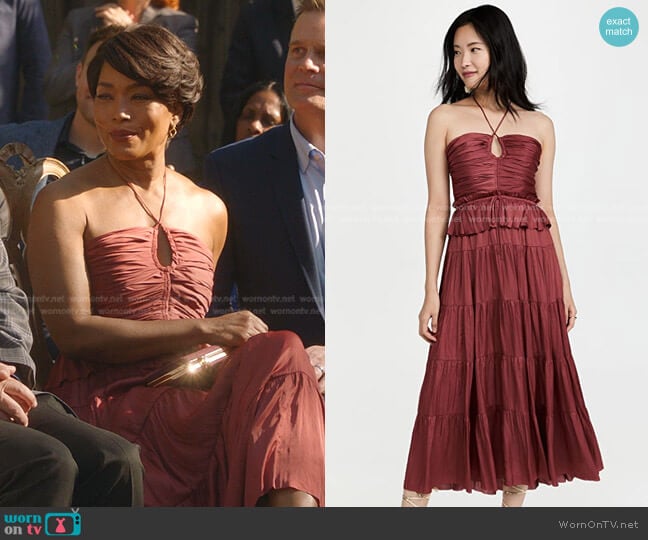 Evanthe Dress by Ulla Johnson worn by Athena Grant (Angela Bassett) on 9-1-1