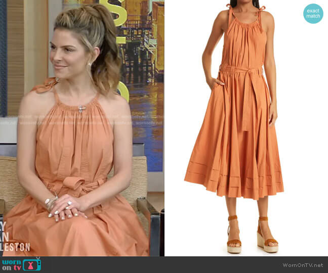 Joni Halter Neck Cotton Dress by Ulla Johnson worn by Maria Menounos on Live with Kelly and Ryan