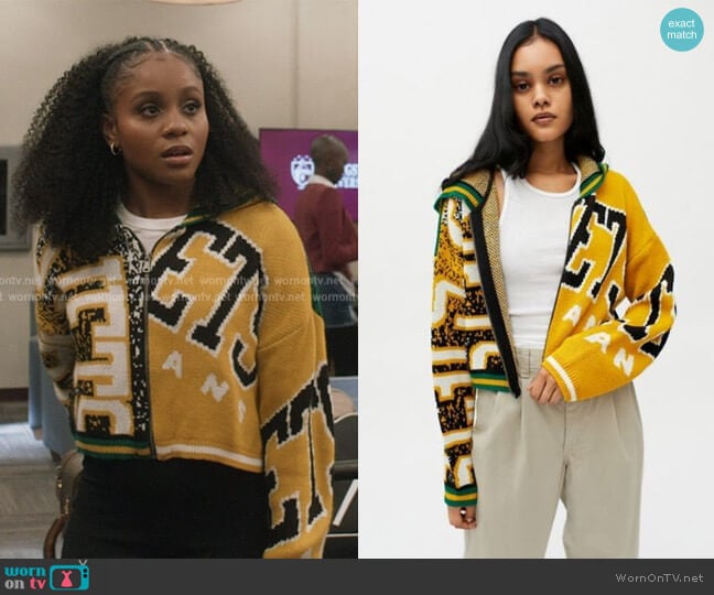 Sliced Zip-Up Hoodie Sweatshirt by iets frans at Urban Outfitters worn by Simone (Geffri Hightower) on All American Homecoming