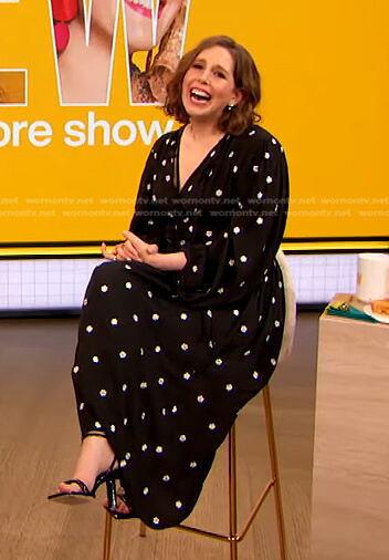 Vanessa Bayer's black floral dress on The Drew Barrymore Show