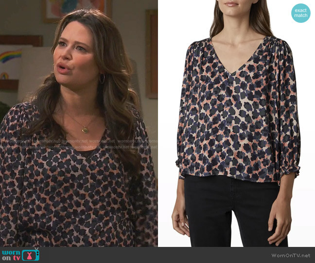 Hadlee Bracelet-Sleeve V-Neck Top by Velvet worn by Jen (Katie Lowes) on How We Roll