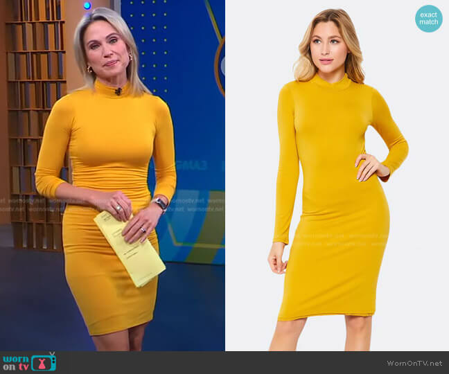 Long Sleeve Mock Midi Dress by Velvet Torch worn by Amy Robach  on Good Morning America