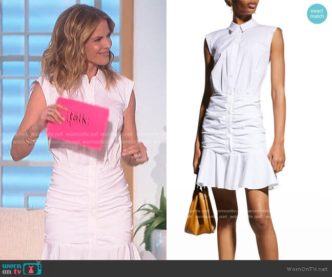 WornOnTV: Natalie’s white ruched shirtdress on The Talk | Natalie ...