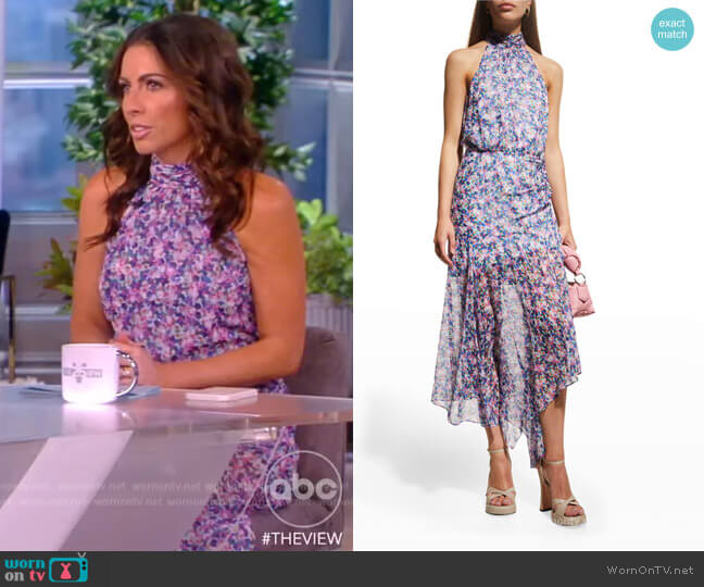 Lei Abstract Printed High Neck Sheer A-Line Dress by Veronica Beard worn by Alyssa Farah on The View worn by Alyssa Farah Griffin on The View