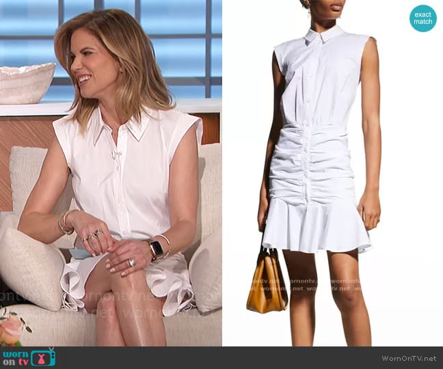 WornOnTV: Natalie’s white ruched shirtdress on The Talk | Natalie ...