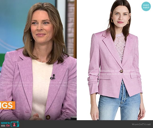 Veronica Beard Aaliyah Blazer in Heathered Orchid worn by Jamie Howard on CBS Mornings