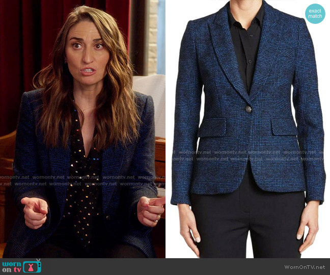 Veronica Beard Plaid Dickey Jacket worn by Dawn Solano (Sara Bareilles) on Girls5eva