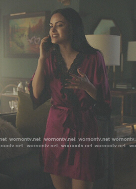 Veronica's red lace trim robe on Riverdale