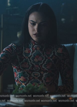 Veronica's floral mesh turtleneck top on Riverdale