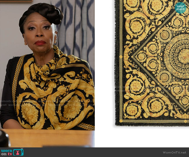 Versace Barocco Print Wool-Blend Scarf worn by Patricia (Jenifer Lewis) on I Love That For You