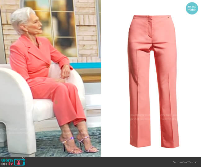 Versace Flared Wool Pants w/ Medusa Detail worn by Maye Musk on CBS Mornings