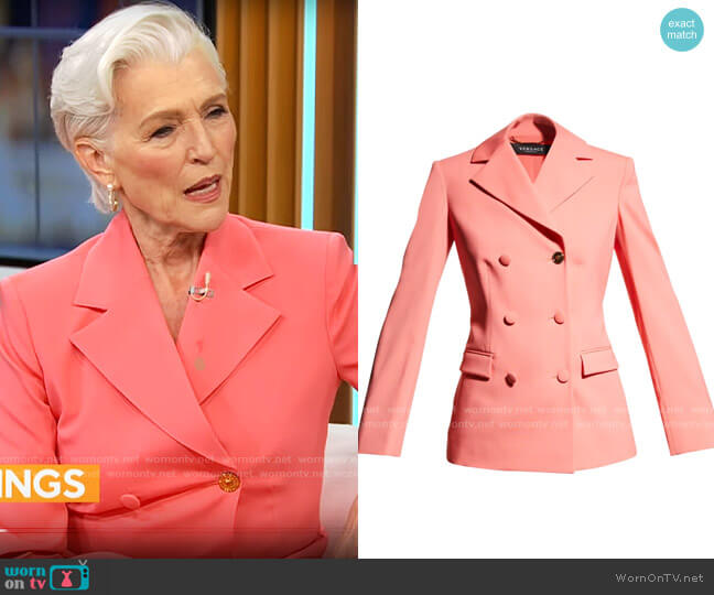 Versace Medusa Button Double-Breasted Blazer Jacket worn by Maye Musk on CBS Mornings