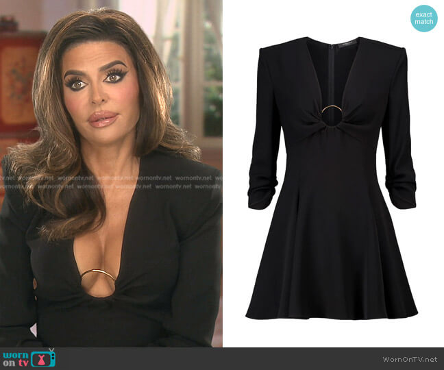 O-ring Flared Satin Dress by Versace worn by Lisa Rinna  on The Real Housewives of Beverly Hills