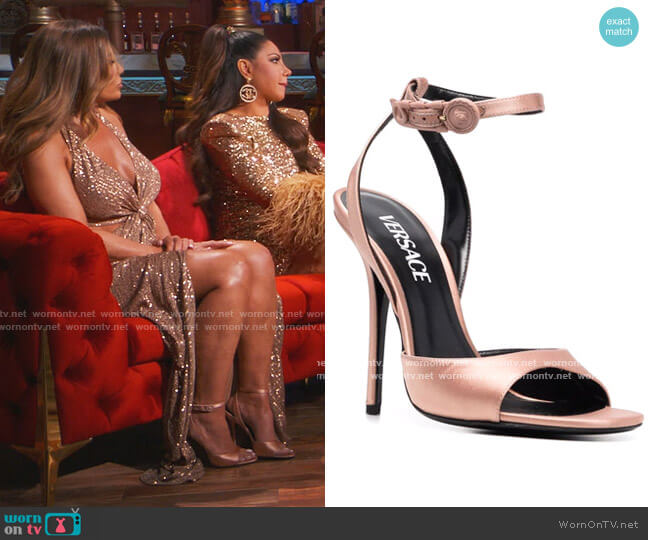 Safety-Pin 130mm sandals by Versace worn by Dolores Catania on The Real Housewives of New Jersey