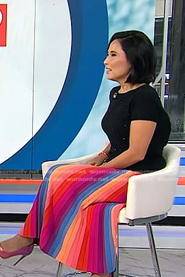 Vicky's rainbow striped knit skirt on Today