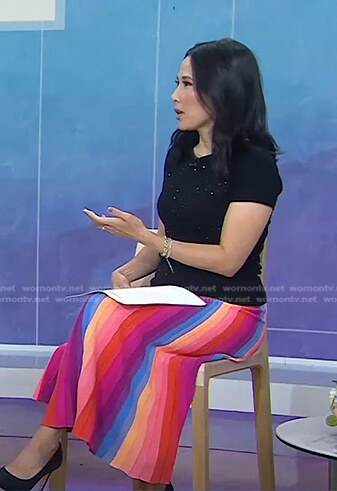 Vicky’s rainbow striped knit skirt on Today