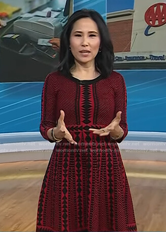Vicky’s red and black geometric print dress on Today
