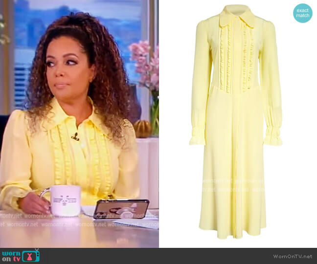 Frill Long Sleeve Silk Midi Shirtdress by Victoria Beckham worn by Sunny Hostin on The View