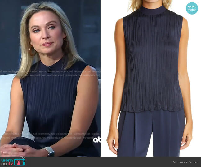 Rib Mock Neck Sleeveless Top by Vince worn by Amy Robach  on Good Morning America