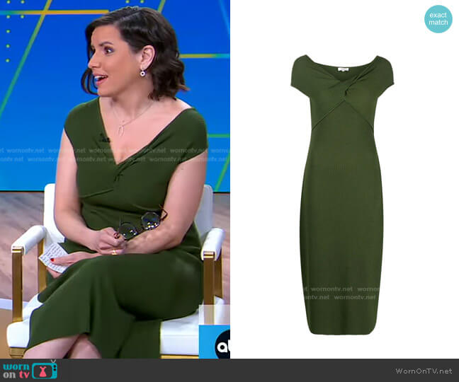 V-neck Ribbed Knitted Dress by Vince worn by Kate Gibson on GMA