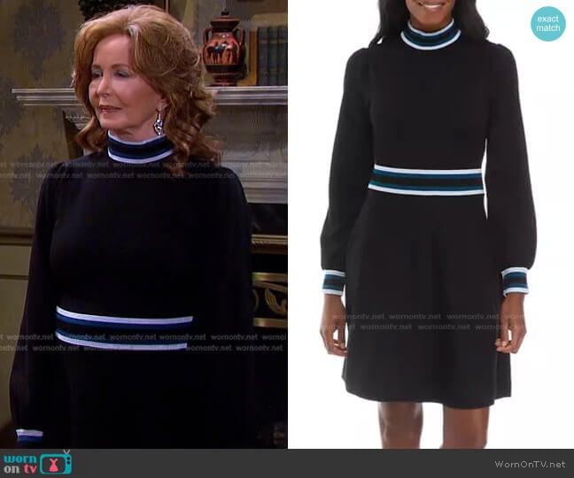 Mock Neck Balloon Sleeve Fit and Flare Dress by Vince Camuto worn by Maggie Horton (Suzanne Rogers) on Days of our Lives