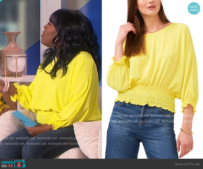 Smocked-Waist Dolman-Sleeve Top by Vince Camuto worn by Sheryl Underwood on The Talk