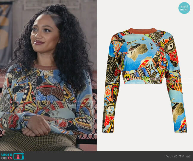 Cropped Pourpoint Sweatshirt by Vivienne Westwood worn by Olivia Baker (Samantha Logan) on All American