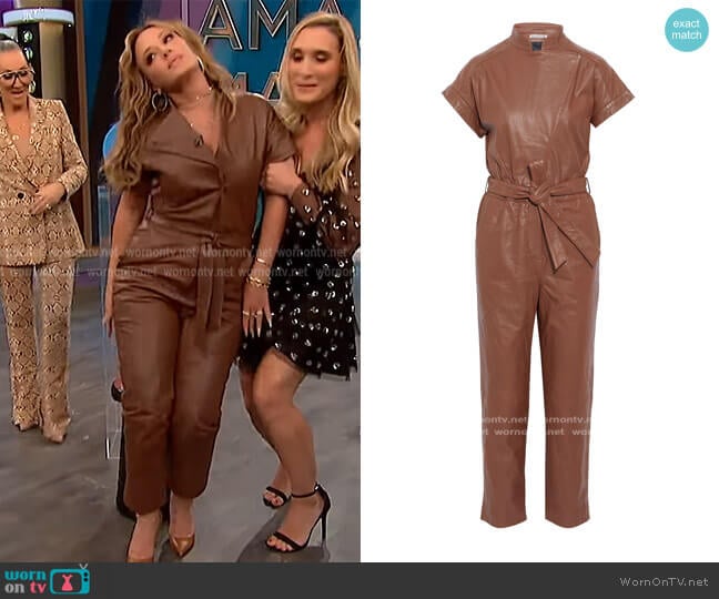 Leah Remini’s brown leather jumpsuit on The Wendy Williams Show