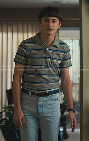 Will’s grey striped polo shirt on Stranger Things